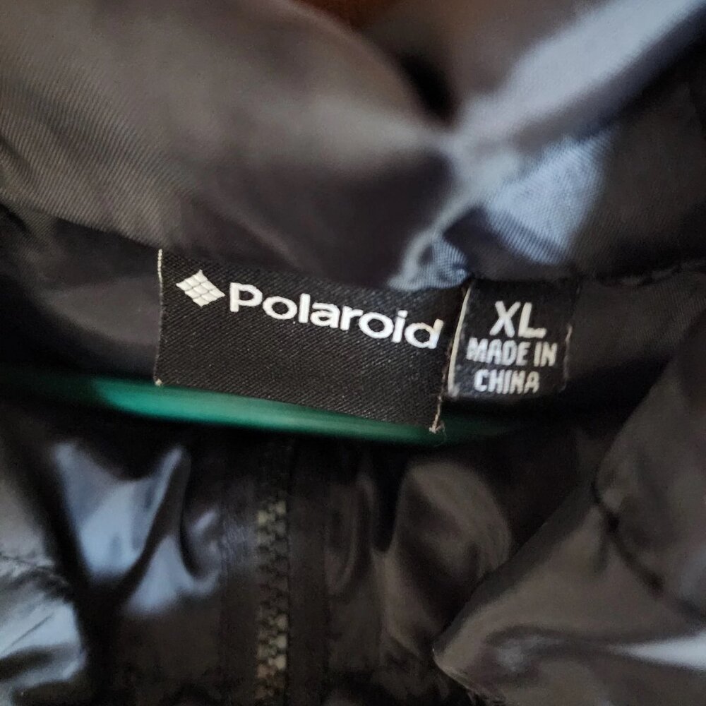 Polaroid Windbreaker Hooded Pullover 1/4 Zip Jacket Black Rainbow Size XL - Picture 3 of 5